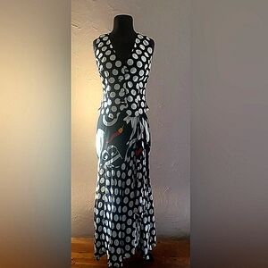 Vintage Moschino Black & White Polka Dot  Midi Shirt w Vest